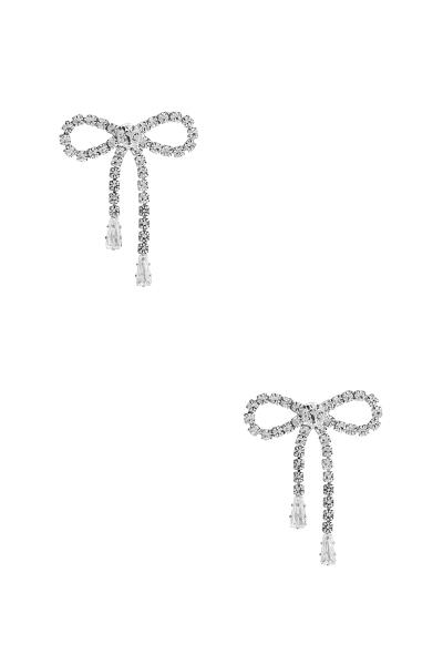 RHINESTONE CRYSTAL BOW BAGUETTE DROP EARRING