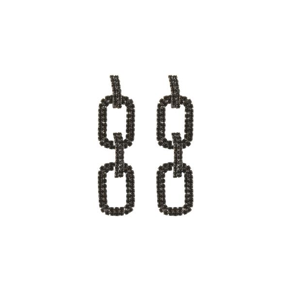 RHINESTONE RECTANGLE LINK EARRING