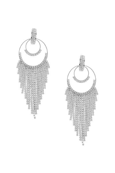 RHINESTONE DOUBLE CIRCLE FRINGE EARRING