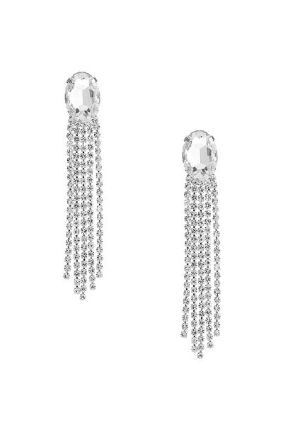 RHINESTONE OVAL POST FRINGE EARRING