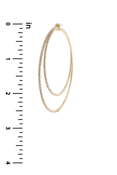 RHINESTONE 50 70 MM DOUBLE HOOP EARRING