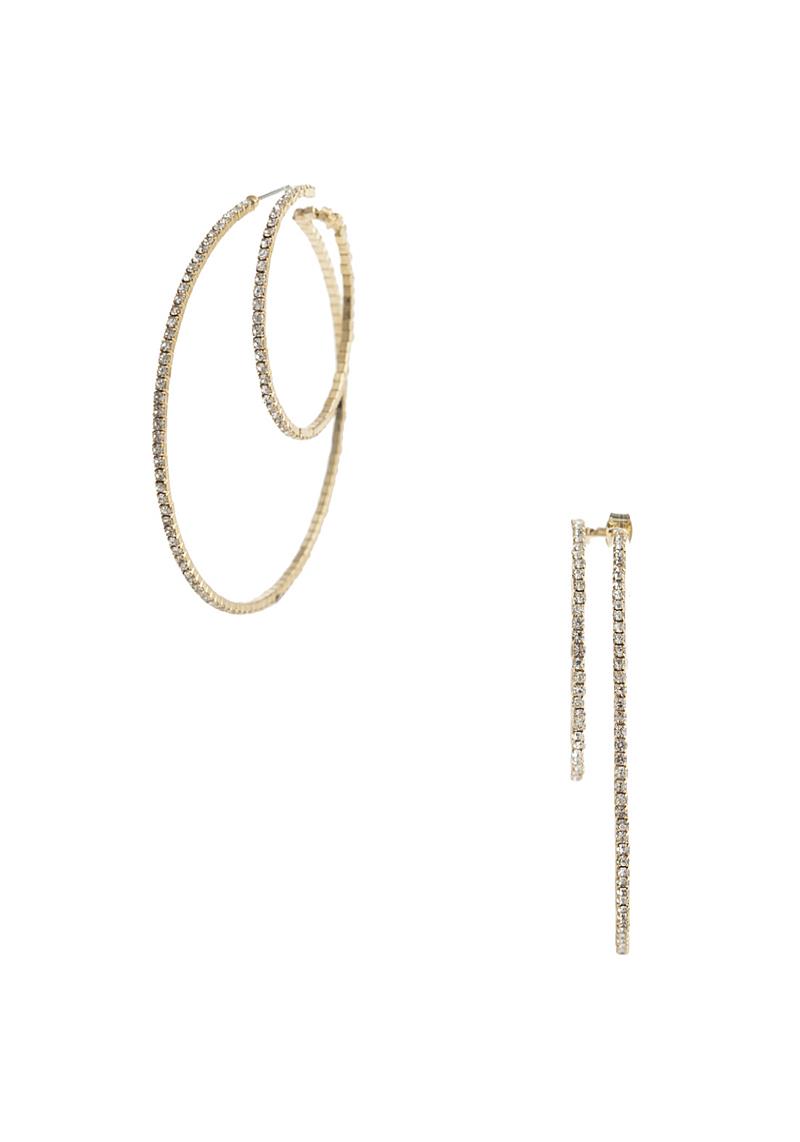 RHINESTONE 30 50 MM DOUBLE HOOP EARRING