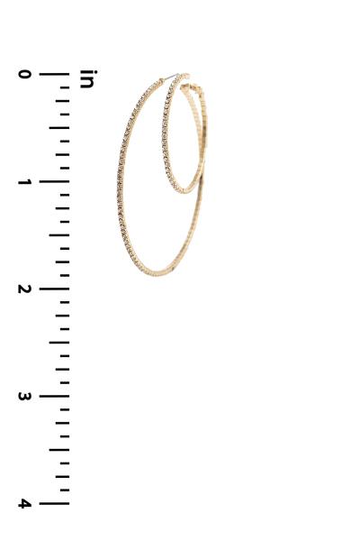 RHINESTONE 30 50 MM DOUBLE HOOP EARRING