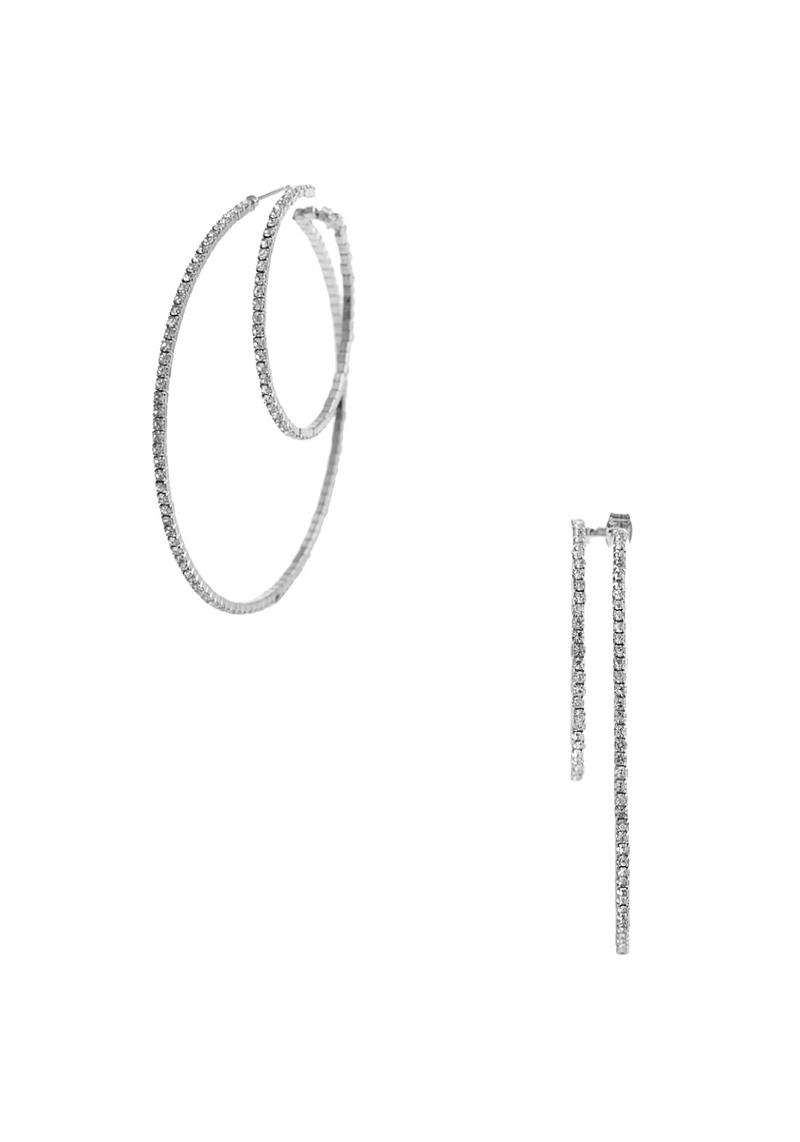 RHINESTONE 30 50 MM DOUBLE HOOP EARRING