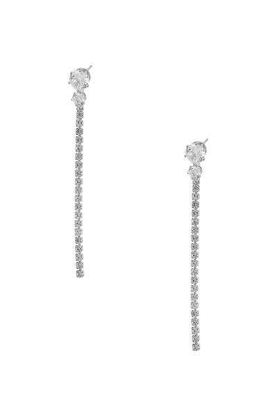 CRYSTAL ROUND LONG 1 LINE RHINESTONE EARRING