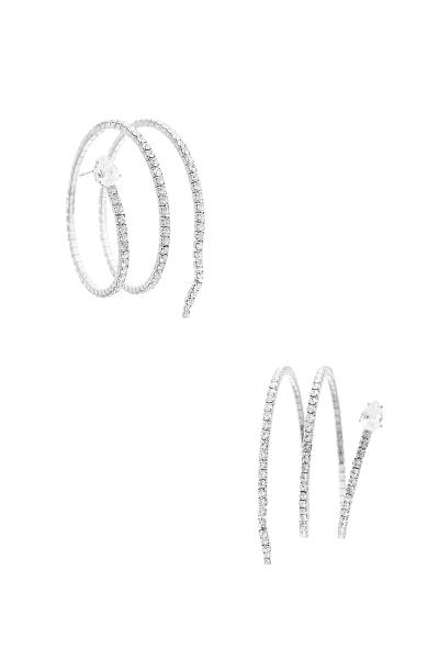 RHINESTONE CRYSTAL 35MM 2 LINE SNAKE EARRING