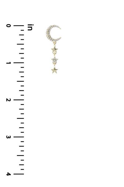 CRESCENT MOON 3 STAR DROP EARRING