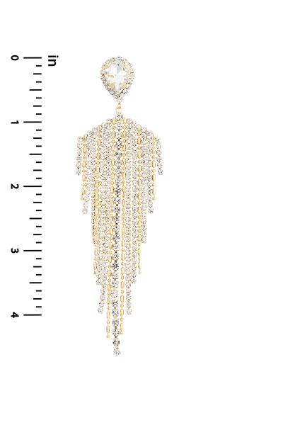 RHINESTONE TEARDROP FRINGE POST EARRING