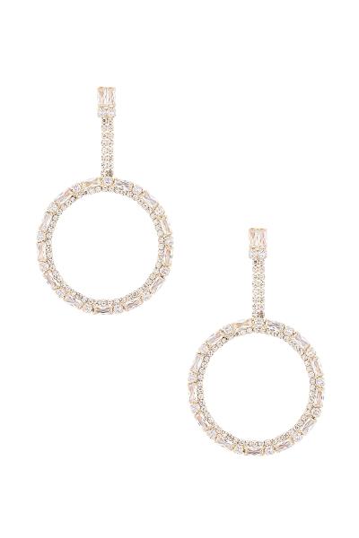 CUBIC ZIRCONIA HOOP DROP POST EARRING