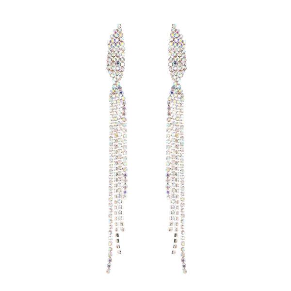 RHINESTONE TWIST TASSLE POST EARRING