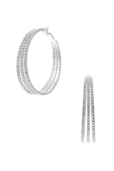 RHINESTONE 3 LAYER HOOP EARRING