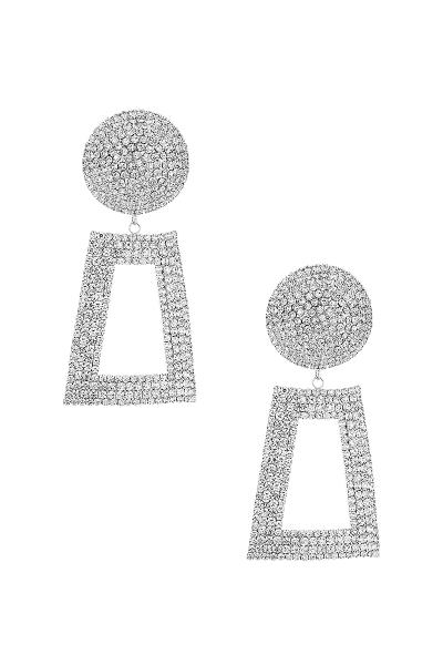 RHINESTONE GEOMETRIC SHAPE DROP POST EARRING