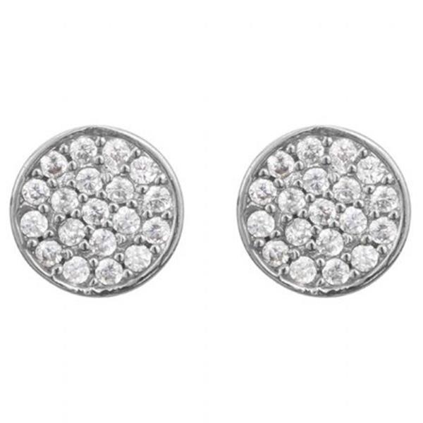 CUBIC ZIRCONIA ROUND BUTTON STUD EARRING