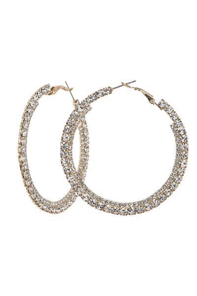 60MM RHINESTONE SIDE SET LEVER HOOP EARRING