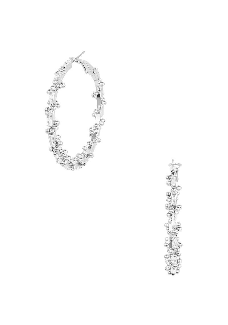 CRYSTAL BALL CHAIN TWIST 40MM HOOP EARRING