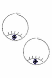 RHINESTONE EVIL EYE 50MM HOOP EARRING