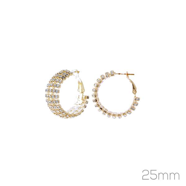 RHINESTONE 25MM 5 LINE HOOP EARRING