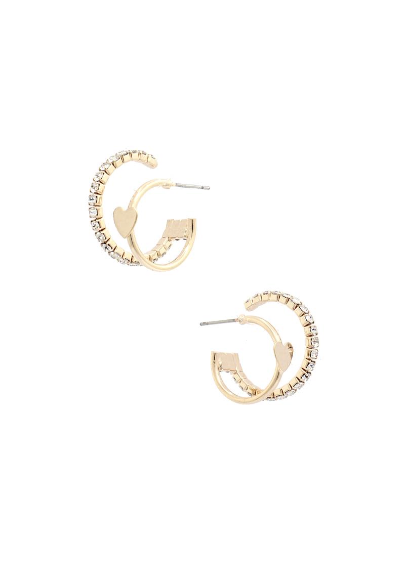 HEART RHINESTONE EDGE EARRING