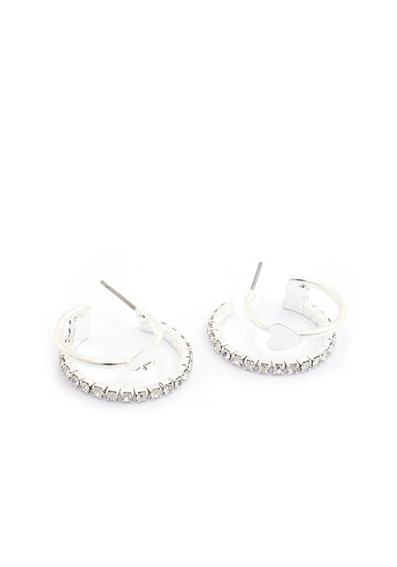 HEART RHINESTONE EDGE EARRING