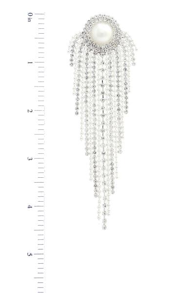 PEARL CENTER RHINESTONE STRAND EARRING