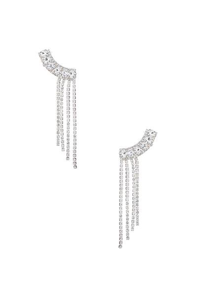 RHINESTONE CURVE FRINGE CLIMBER EARRING