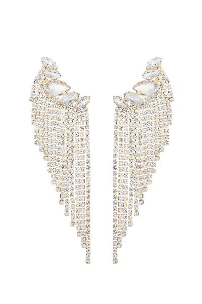 RHINESTONE TASSEL STUD EARRING