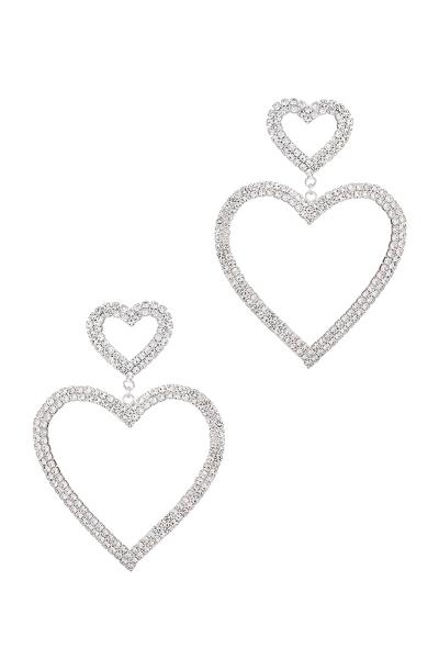 HEART RHINESTONE DANGLE EARRING