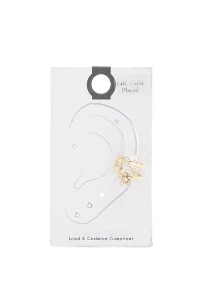 BUTTERFLY FLOWER RHINESTONE 14K GOLD DIPPED EAR CUFF