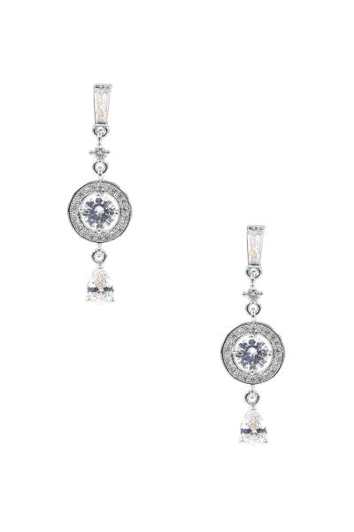 CUBIC ZIRCONIA ROUND DANGLE EARRING