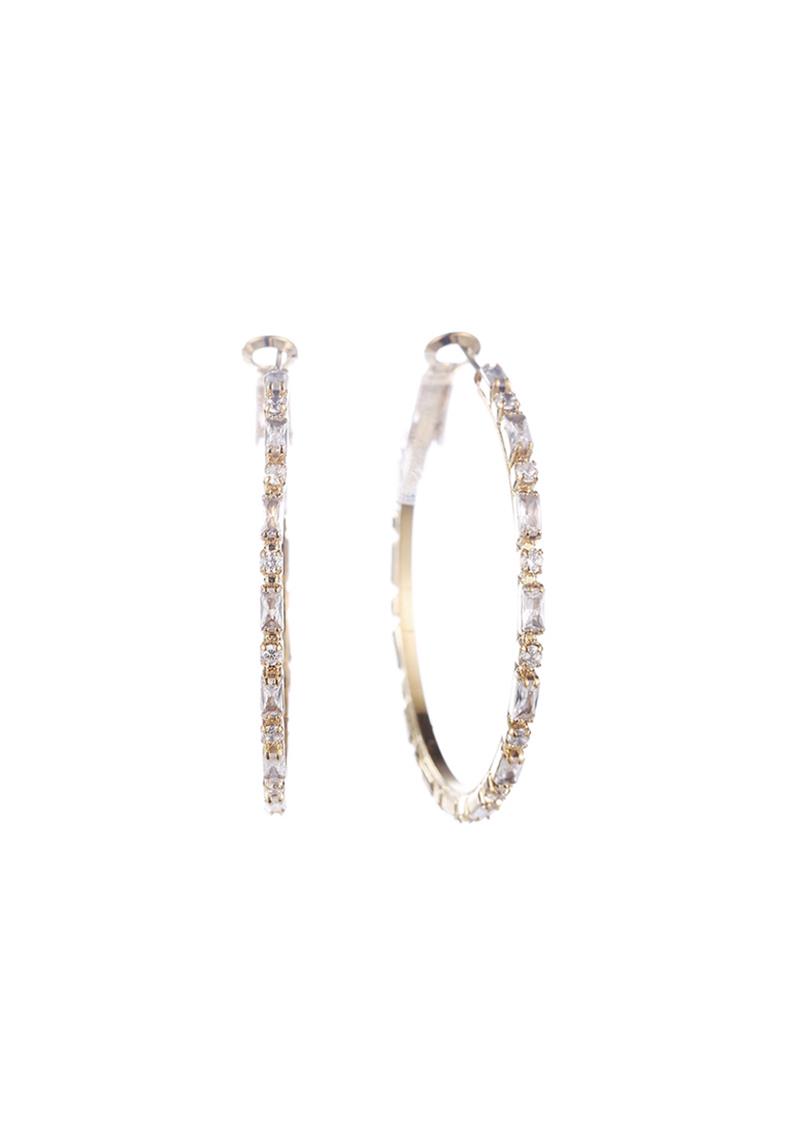 40MM CUBIC ZIRCONIA BEGAUETTE HOOP EARRING