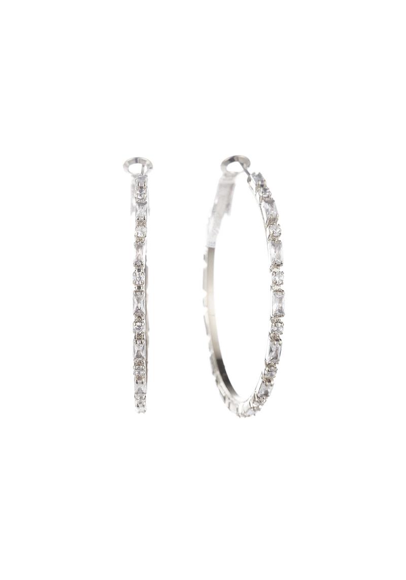 40MM CUBIC ZIRCONIA BEGAUETTE HOOP EARRING