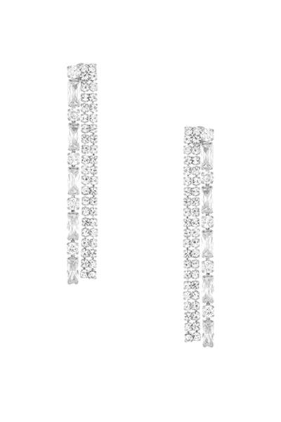 CUBIC ZIRCONIA BAGUETTE FRINGE EARRING