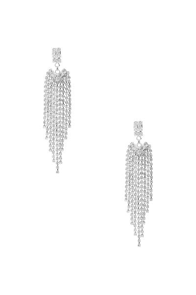 CRYSTAL RHINESTONE V SHAPE FRINGE EARRING