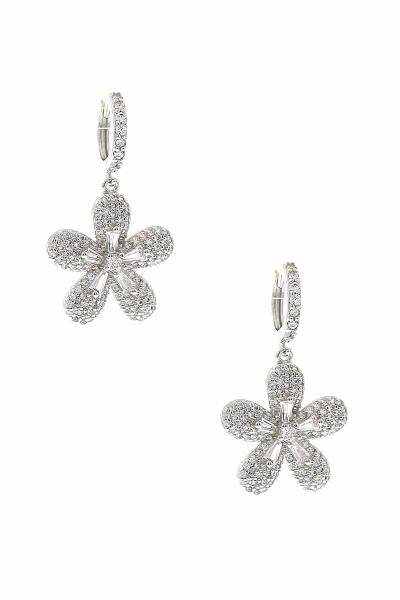 RHINESTONE FLOWER HUGGIE EARRING