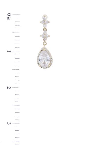 TEARDROP CUBIC ZIRCONIA 14K GOLD PLATED EARRING