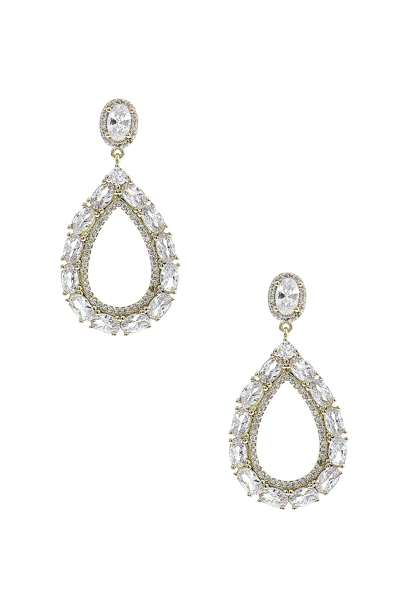 CRYSTAL OVAL SHAPE TEAR DROP EARRING