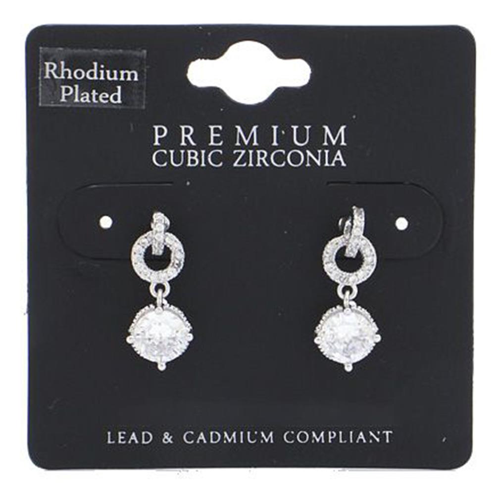 CUBIC ZIRCNOIA DOUBLE CIRCLE 14K GOLD DIPPED EARRING