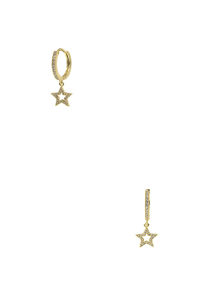 CRYSTAL STAR DROP HUGGIE EARRING
