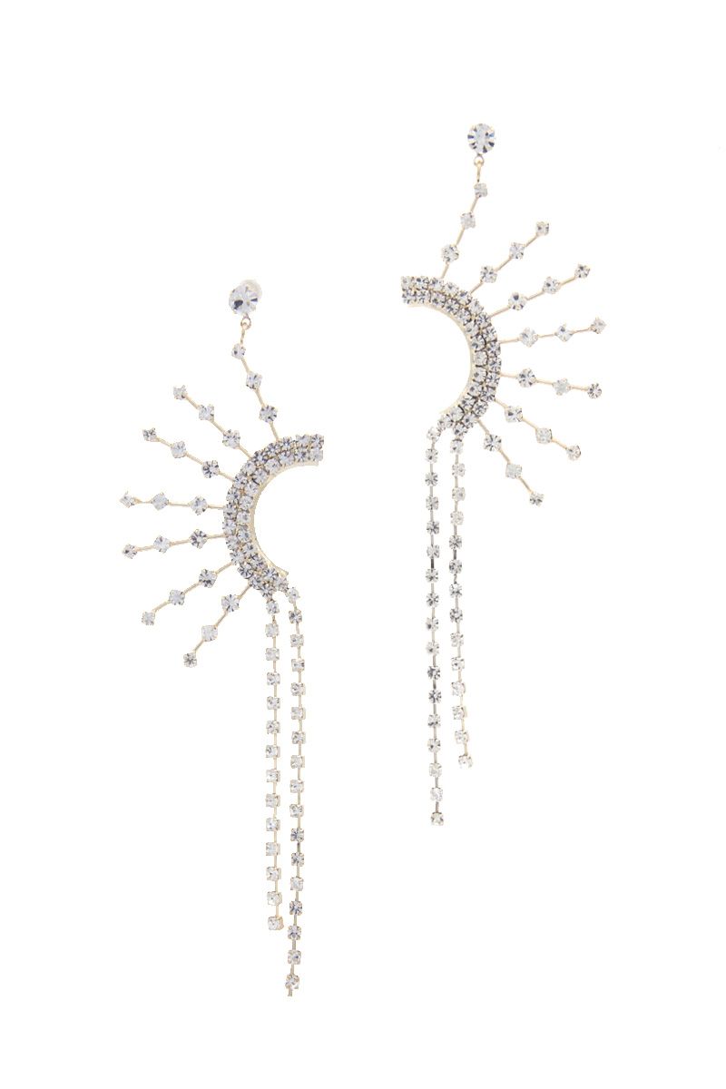 HALF CIRCLR RHINESTONE POST DROP EARRING