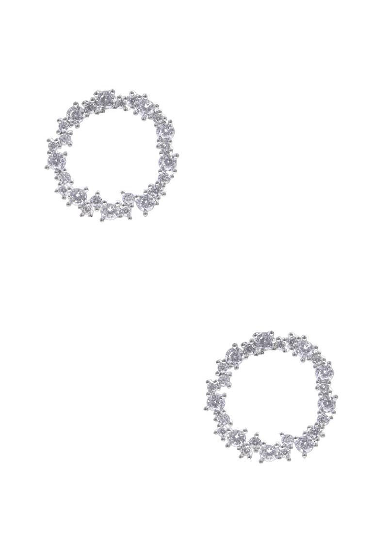 CUBIC ZIRCONIA OUTLINE ROUND SHAPE EARRING