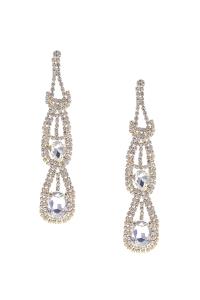 RHINESTONE RECTANGLE DROP BIG EARRING