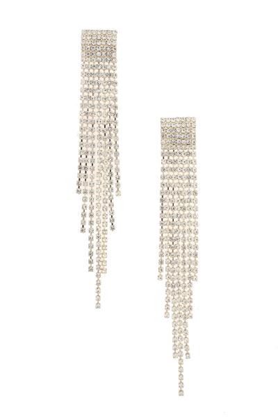 SQUARE SHAPE RHINESTONE DANGLE DROP EARRING