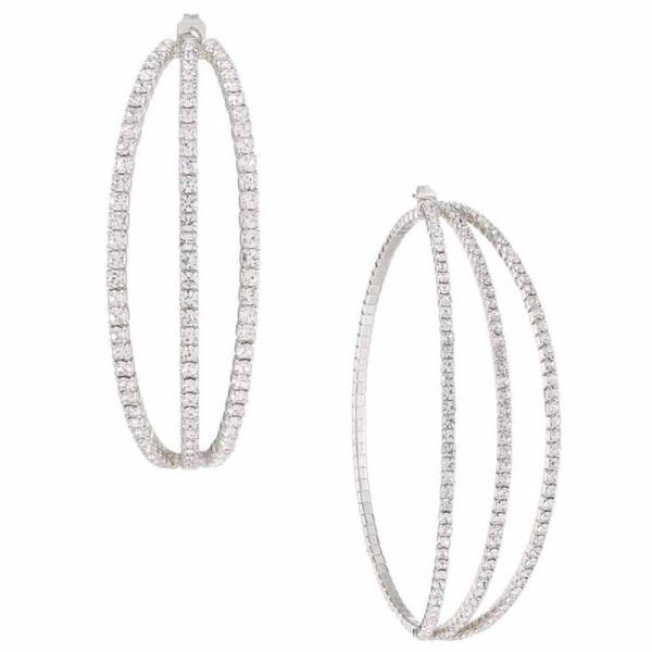 RHINESTONE TRIPLE HALF ROUND 70MM HOOP EARRING