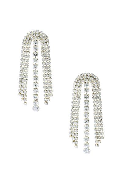 RHINESTONE FRINGE CURVE TOP DUSTER EARRING