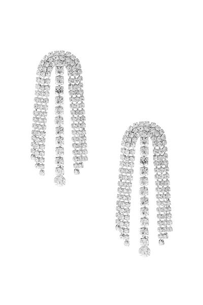 RHINESTONE FRINGE CURVE TOP DUSTER EARRING