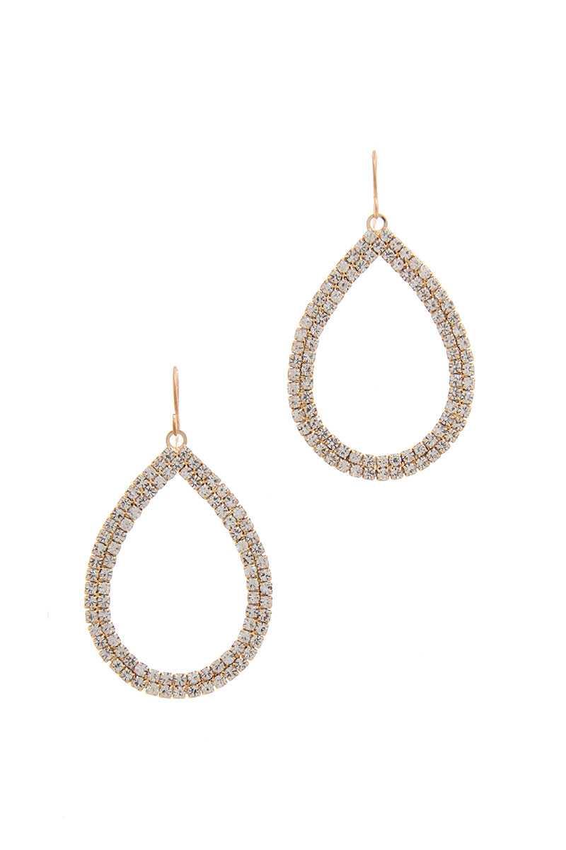 RHINESTONE 2 LINE PEAR SHAPE 30MM EARRING