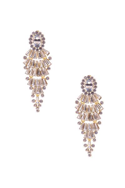 FASHION BAGUETTE STONE LAYERED CLIP EARRING