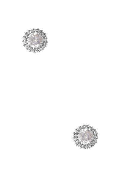 CUBIC ZIRCONIA ROUND SHAPE FRAMED STUD EARRING