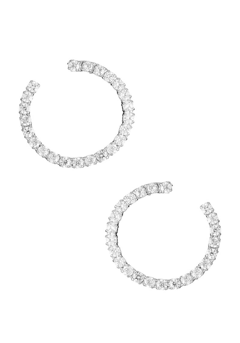 CUBIC ZIRCONIA 1 LINE OPEN CIRCLE POST EARRING