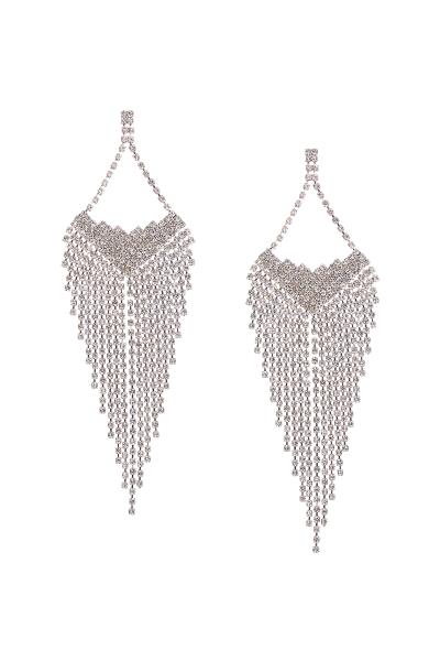 RHINESTONE DIAMOND SHAPE FRINGE EARRING